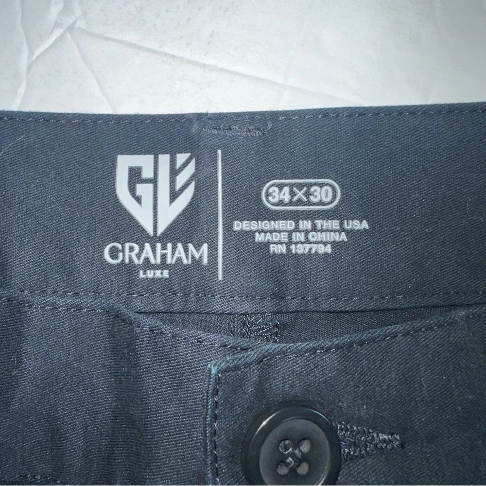 Graham Luxe Men’s Richmond GL5013M Jet Black Cotton Golf Pants- Size 34X30 - Picture 3 of 13